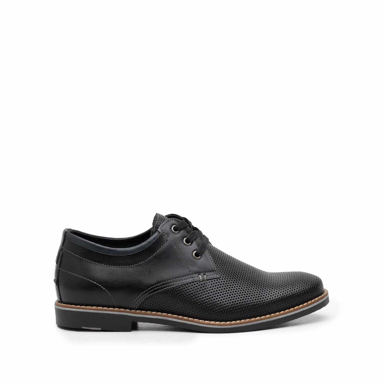 Pantofi casual barbati din piele naturala, Leofex - 787 negru box