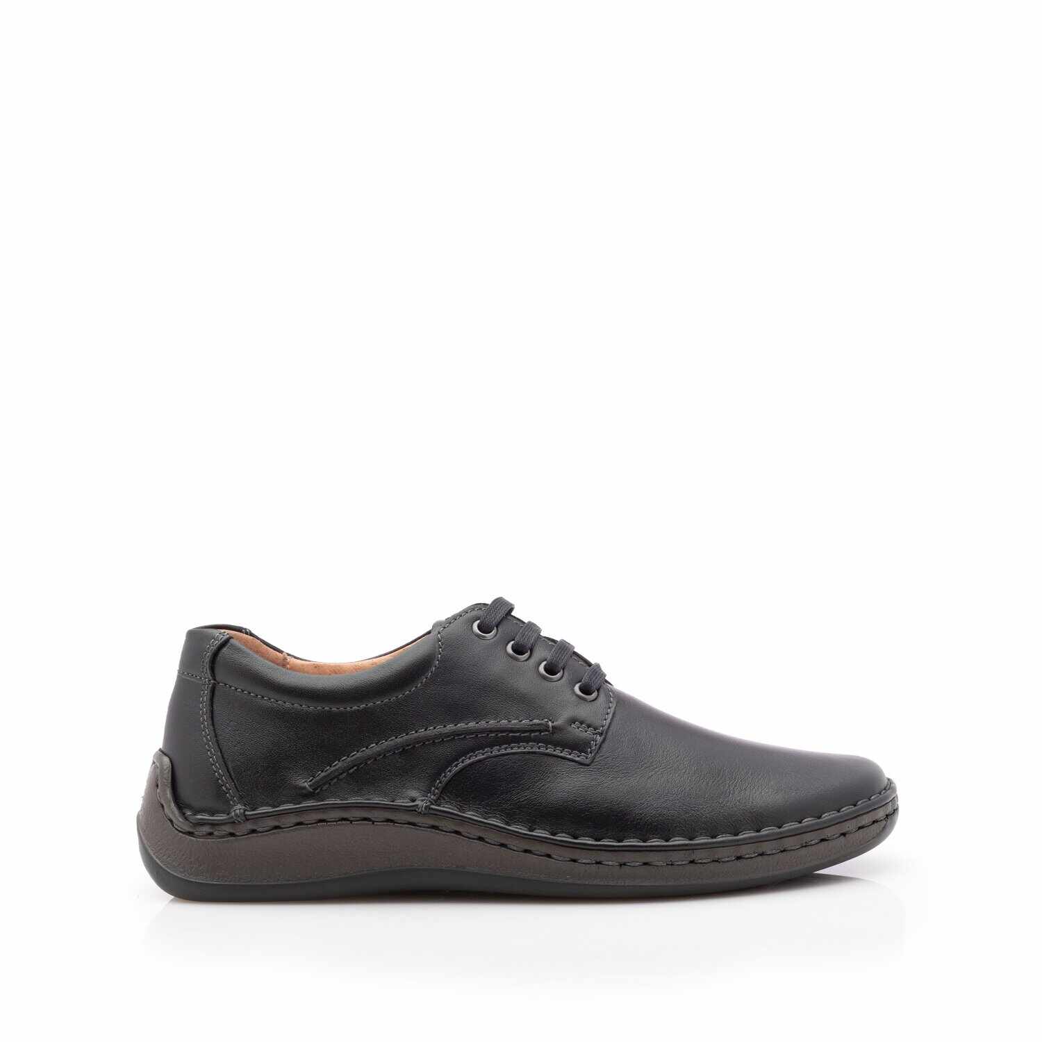 Pantofi casual barbati din piele naturala,Leofex - 918 Negru Box