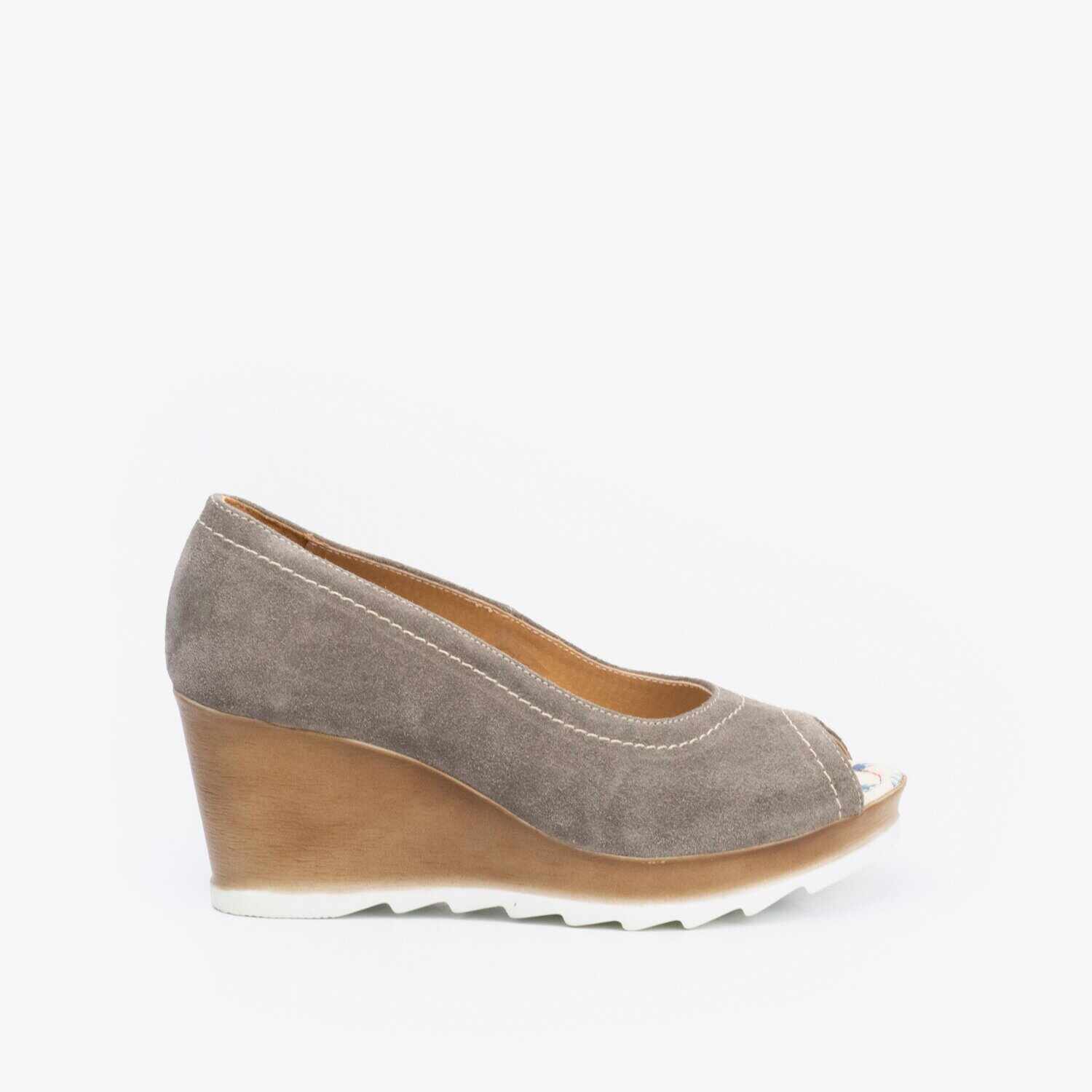 Pantofi dama casual cu platforma din piele naturala- 531-1 Gri Velur
