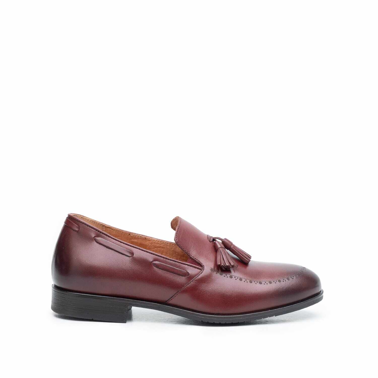 Pantofi eleganti barbati din piele naturala, Leofex - 515 Visiniu Box