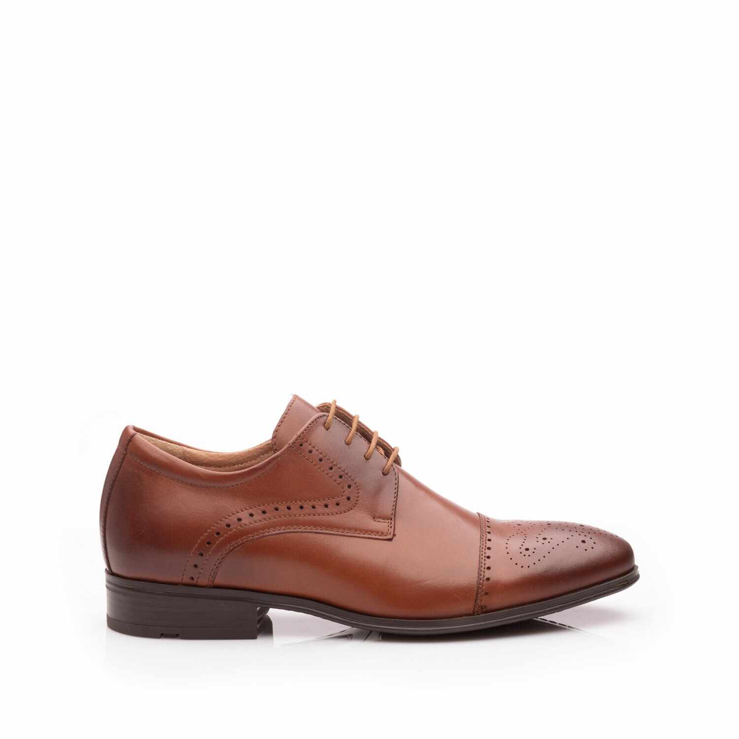 Pantofi eleganti barbati din piele naturala, Leofex - 529 Cognac box