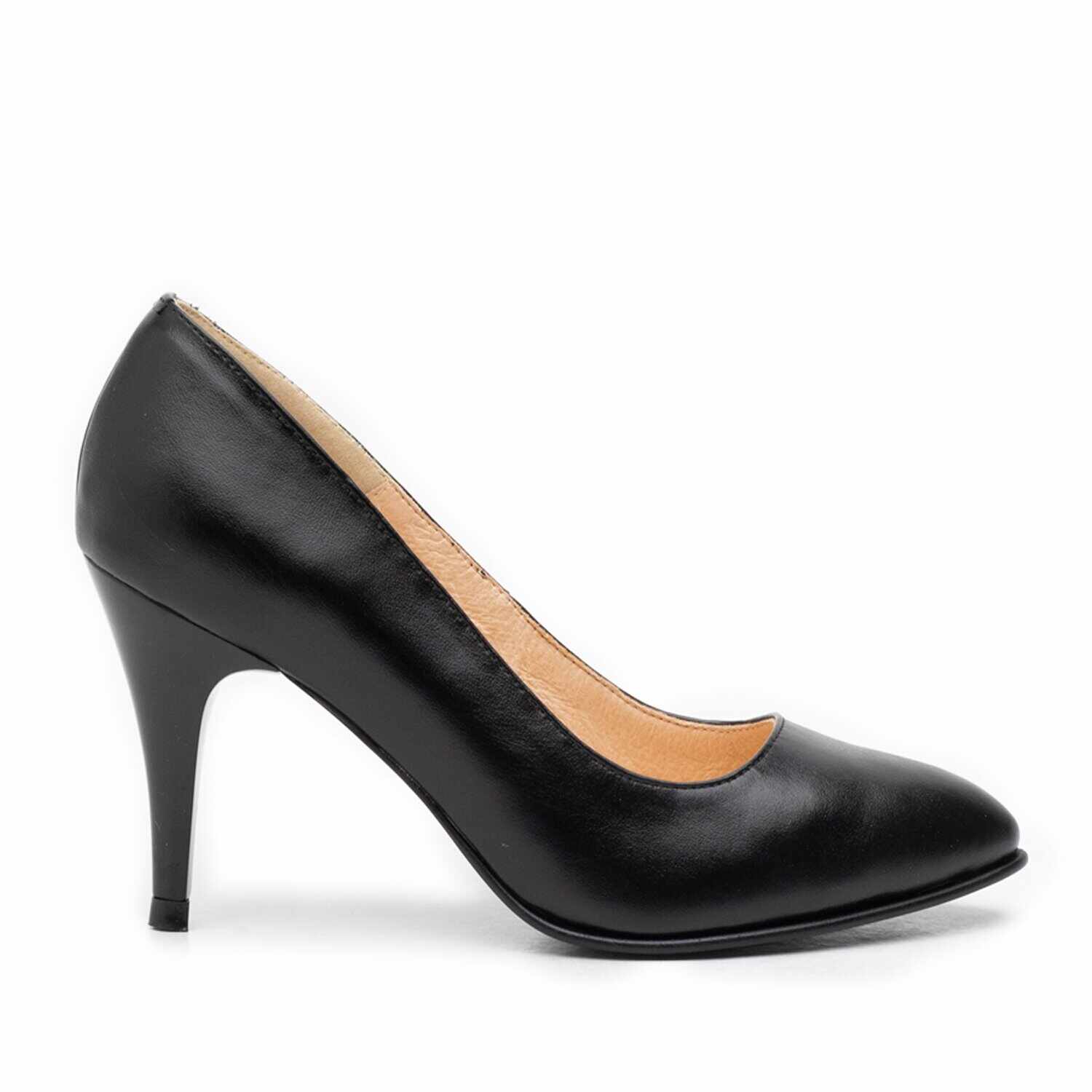 Pantofi stiletto din piele naturala - 558 negru