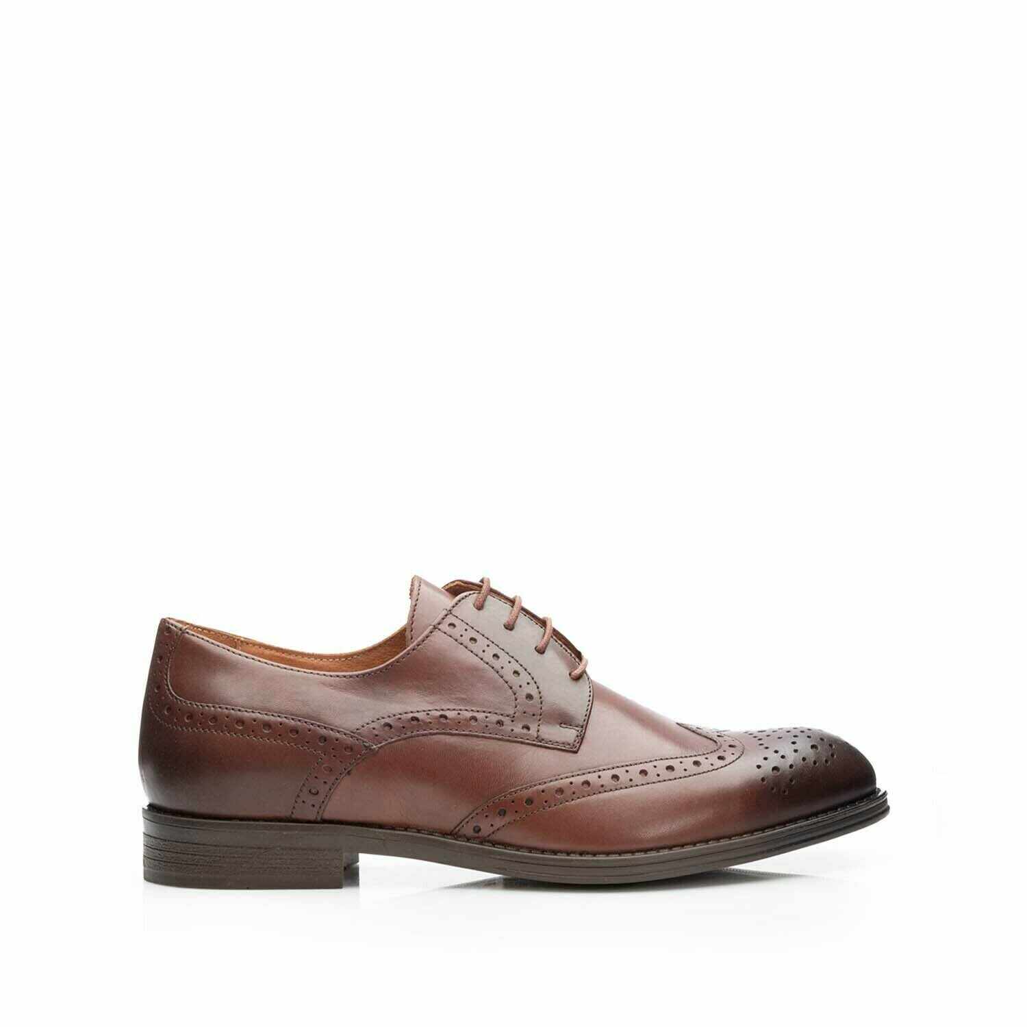 Pantofi barbati eleganti din piele naturala Leofex-516 Red Wood