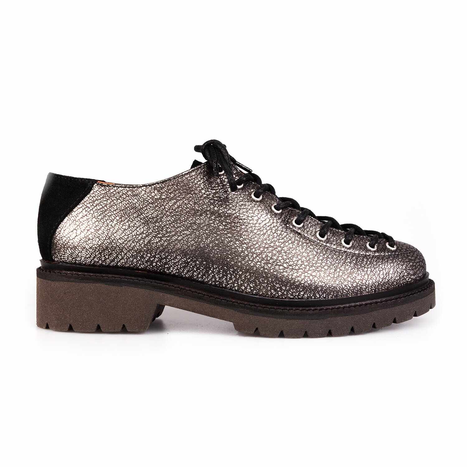 Pantofi casual cu siret pana in varf Leofex- 561 Bronz Negru