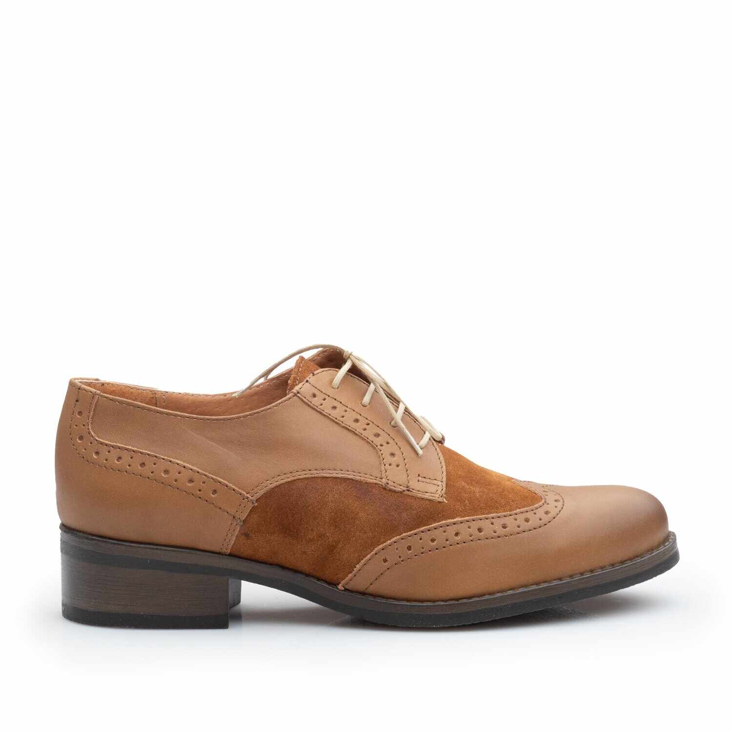 Pantofi casual dama, Oxford din piele naturala, Leofex - 012 Maro box