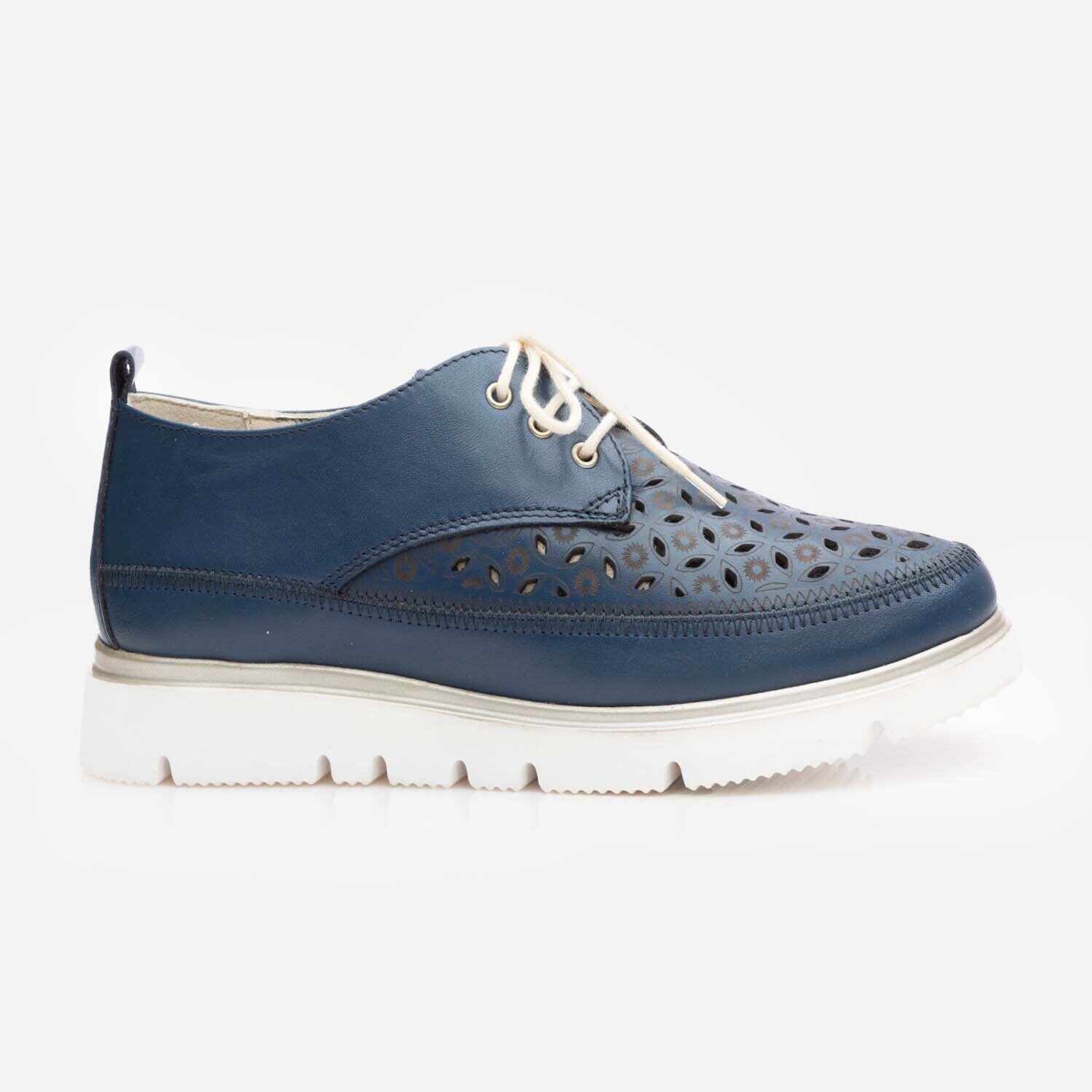 Pantofi casual dama din piele naturala, Leofex - 040 Blue Box