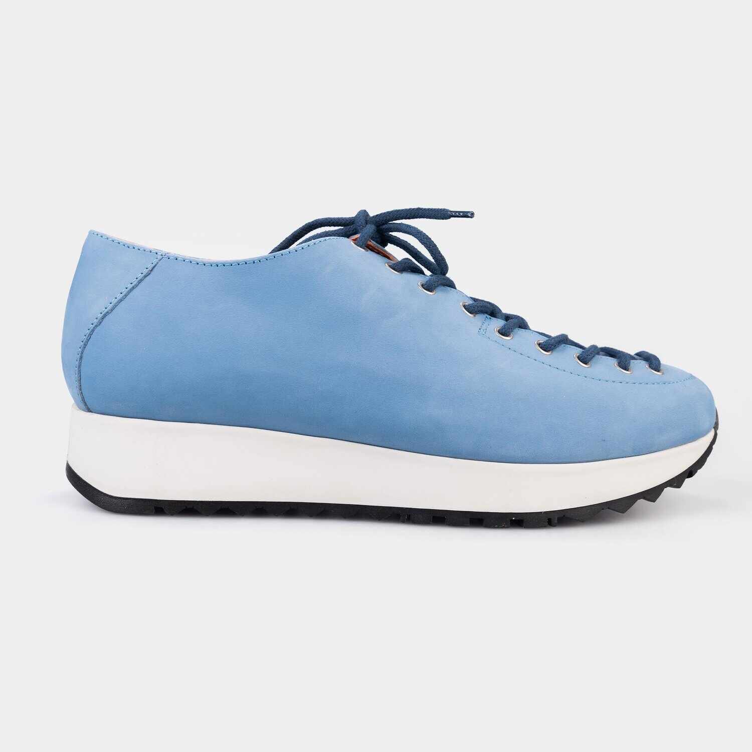 Pantofi casual dama din piele naturala,Leofex - 035 Albastru Deschis Nabuc
