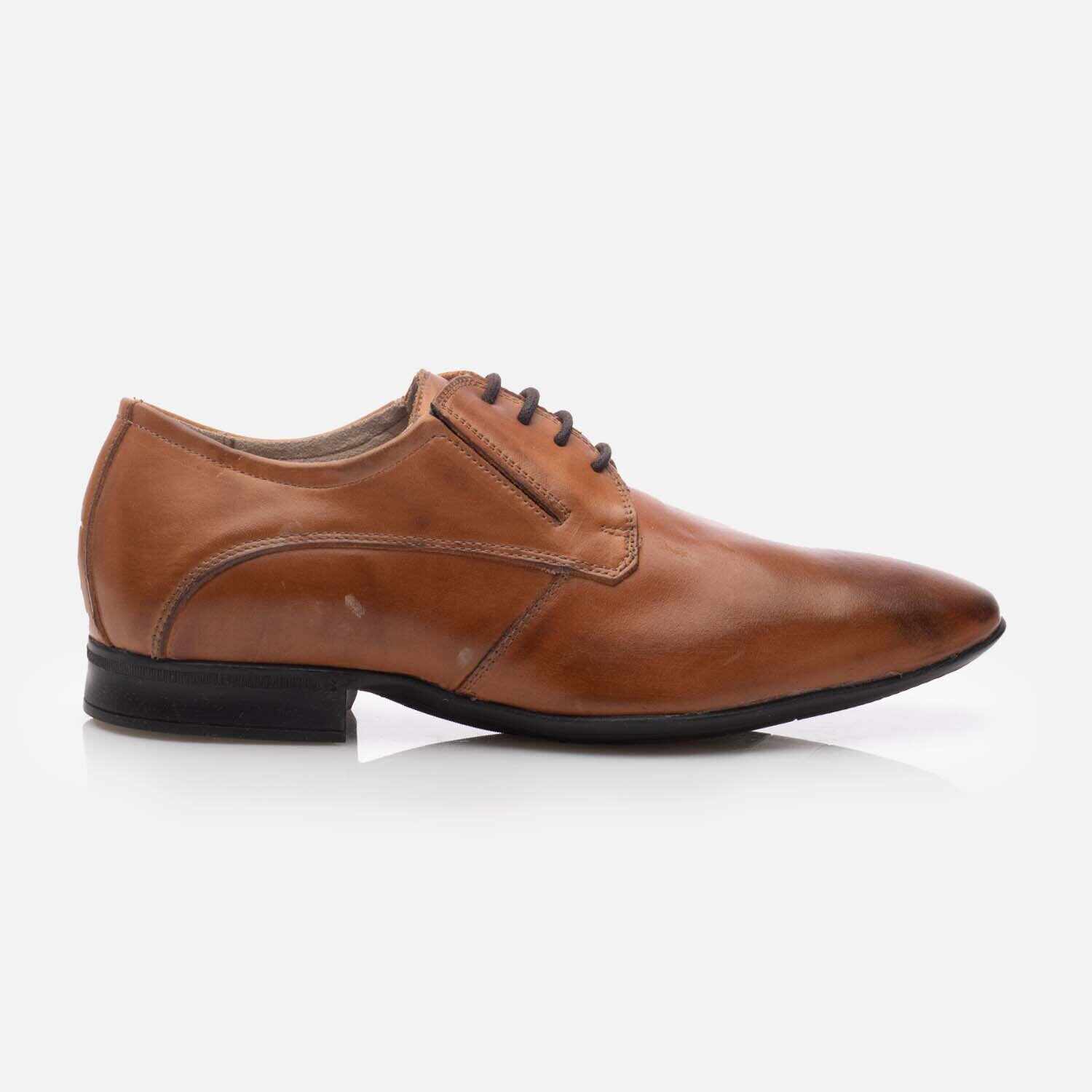 Pantofi eleganți bărbați din piele naturală - 3108 Cognac Box