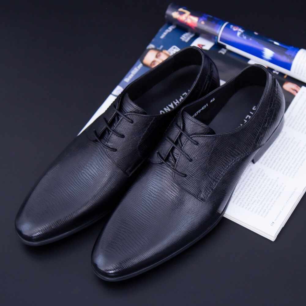 Pantofi Barbati din piele naturala QF576-K51 Black | Stephano