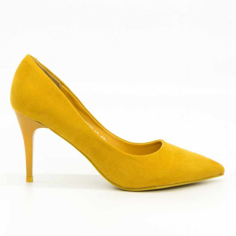 Pantofi cu Toc subtire LLH8 Yellow | Mei