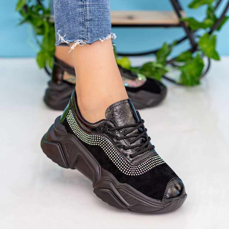 Pantofi Sport Dama cu Platforma 608 Black | Mei