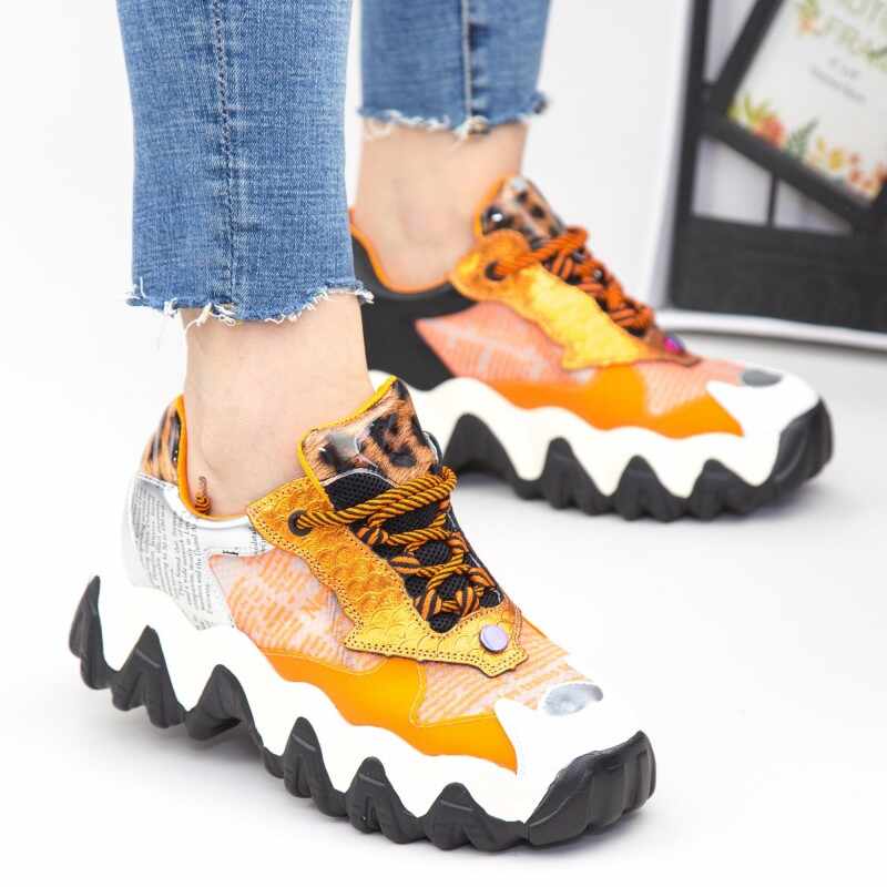 Pantofi Sport Dama cu Platforma SZ236 Orange | Mei
