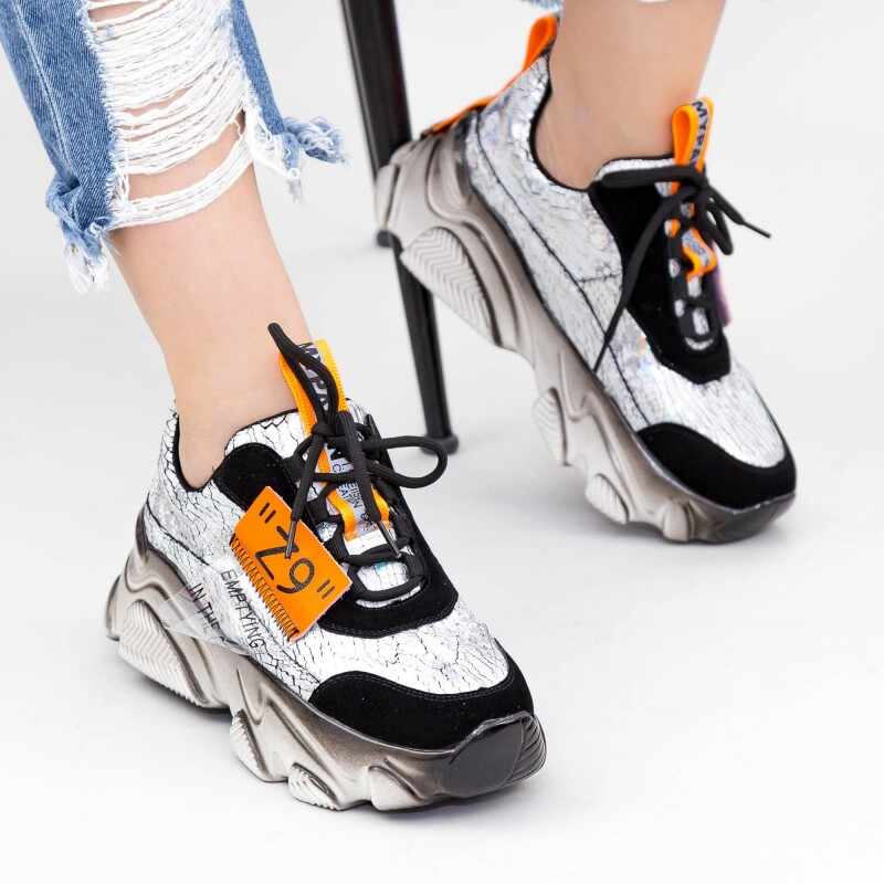 Pantofi Sport Dama cu Platforma SZ260 Black-Orange | Mei