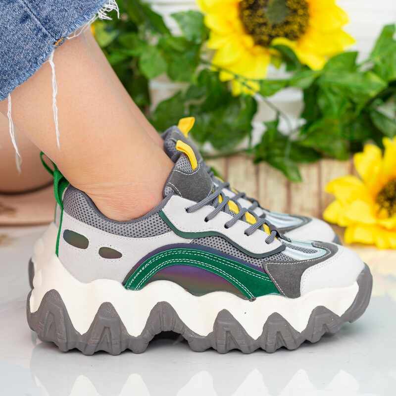 Pantofi Sport Dama cu Platforma WLXMN1 Grey | Mei