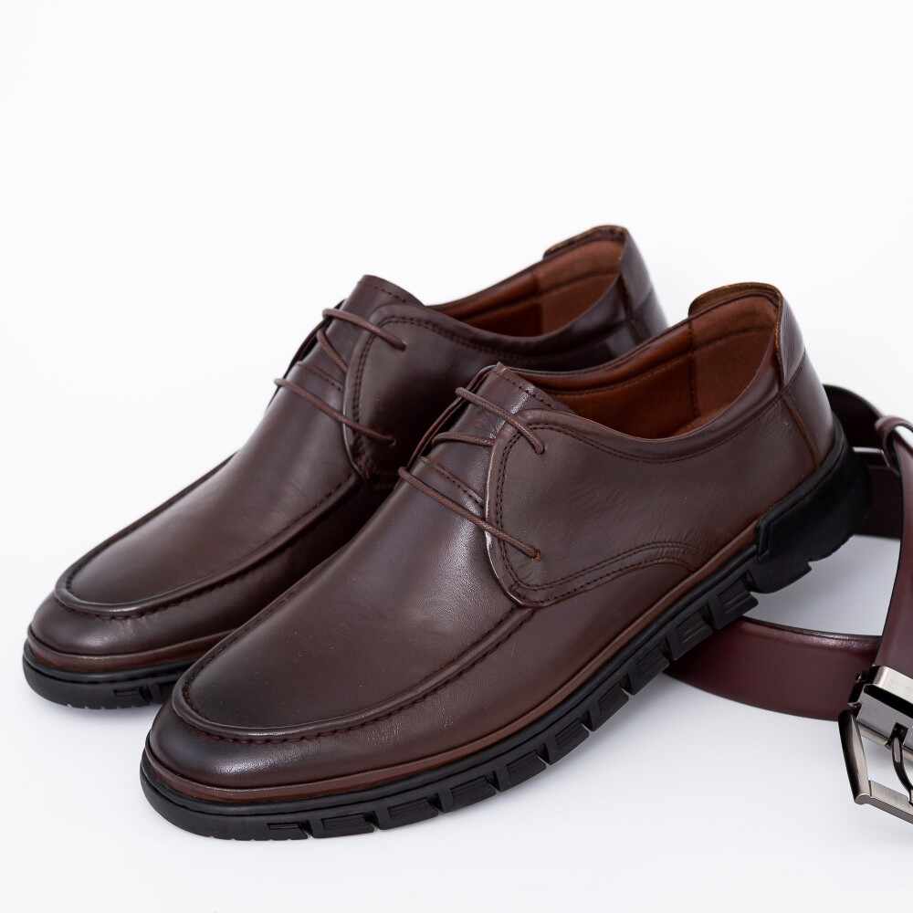 Pantofi Barbati din piele naturala W2687-1 Maro | Mels