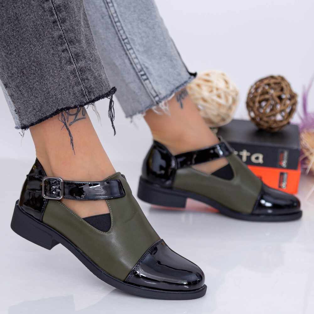 Pantofi Casual Dama A7116LP Negru-Verde | Fashion