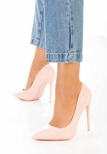 Pantofi stiletto lacuiti Lova roz