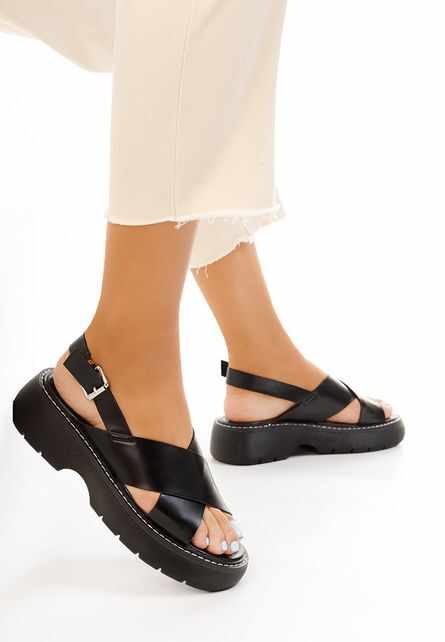 Sandale cu talpa groasa Nissa V2 negre