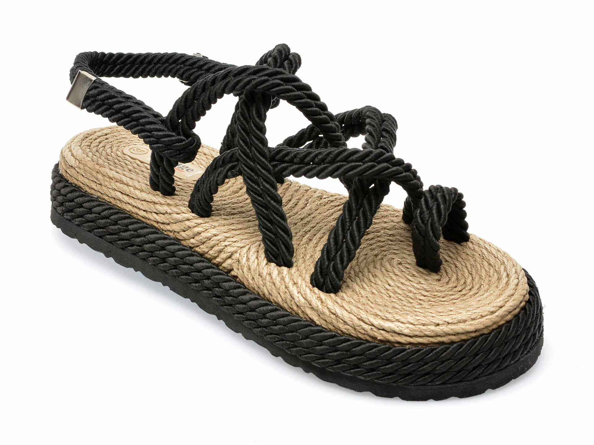 Sandale IMAGE negre, 20222, din material textil