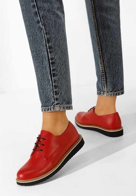 Pantofi derby piele Casilas rosii