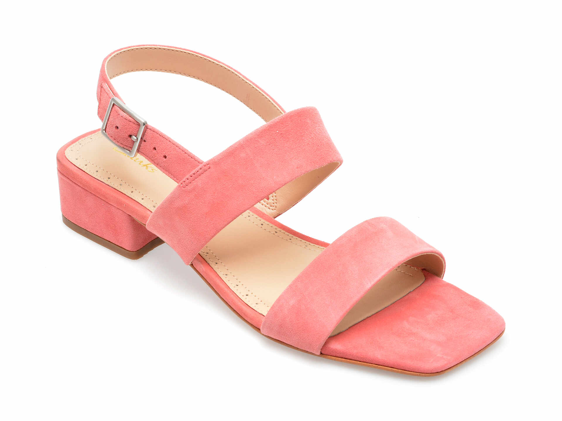 Sandale CLARKS roz, SEREN25 STRAP 0912, din piele intoarsa