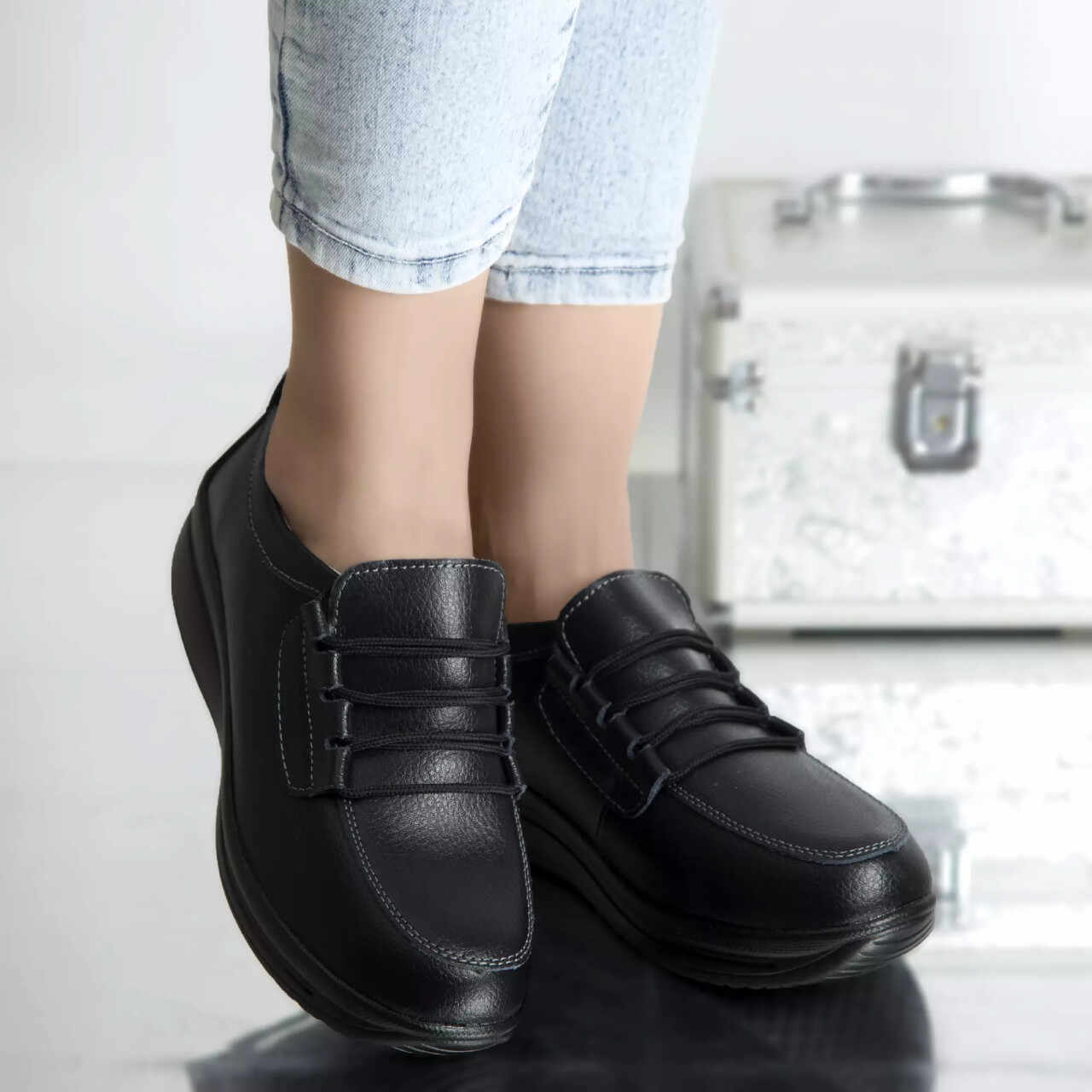 Pantofi casual sheila negru piele naturala