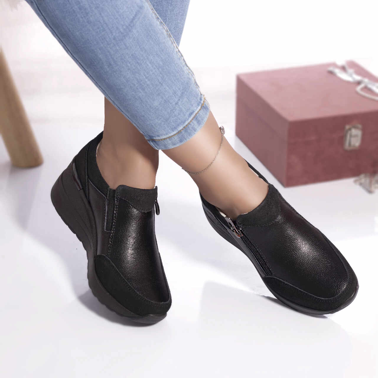 Pantofi casual brook piele naturala negru