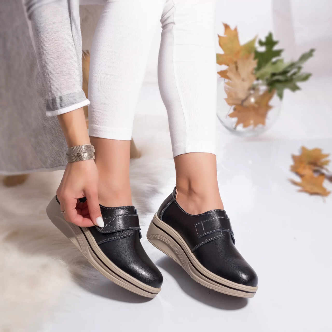 Pantofi dama piele naturala georgiana negru