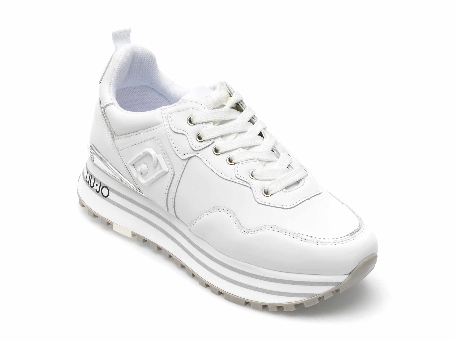 Pantofi sport LIU JO albi, MAXWO01, din piele naturala si piele ecologica