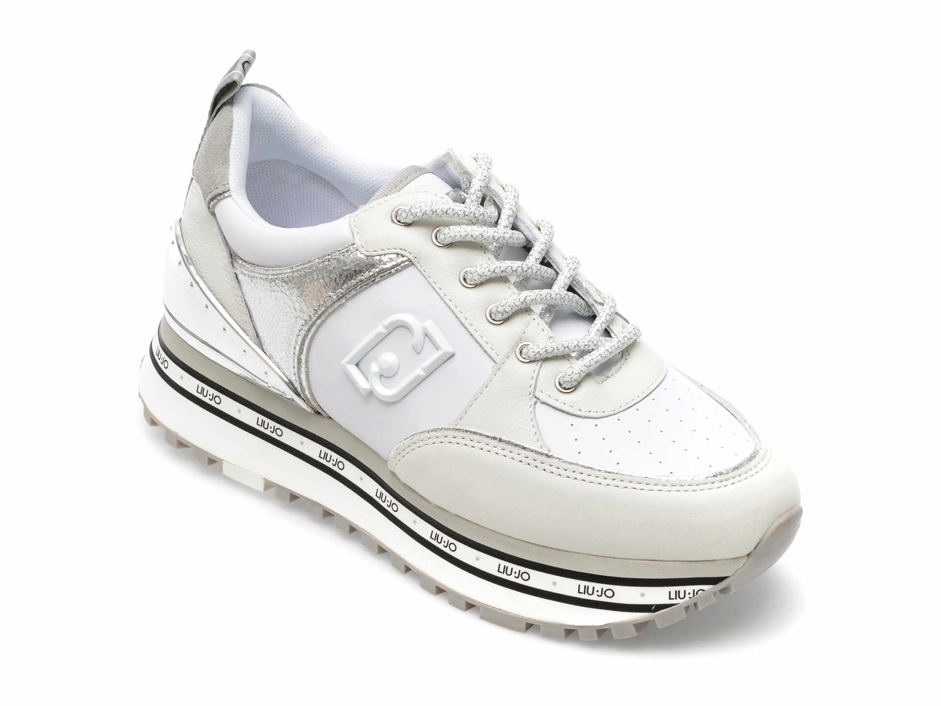 Pantofi sport LIU JO albi, MAXWO20, din piele naturala si piele ecologica