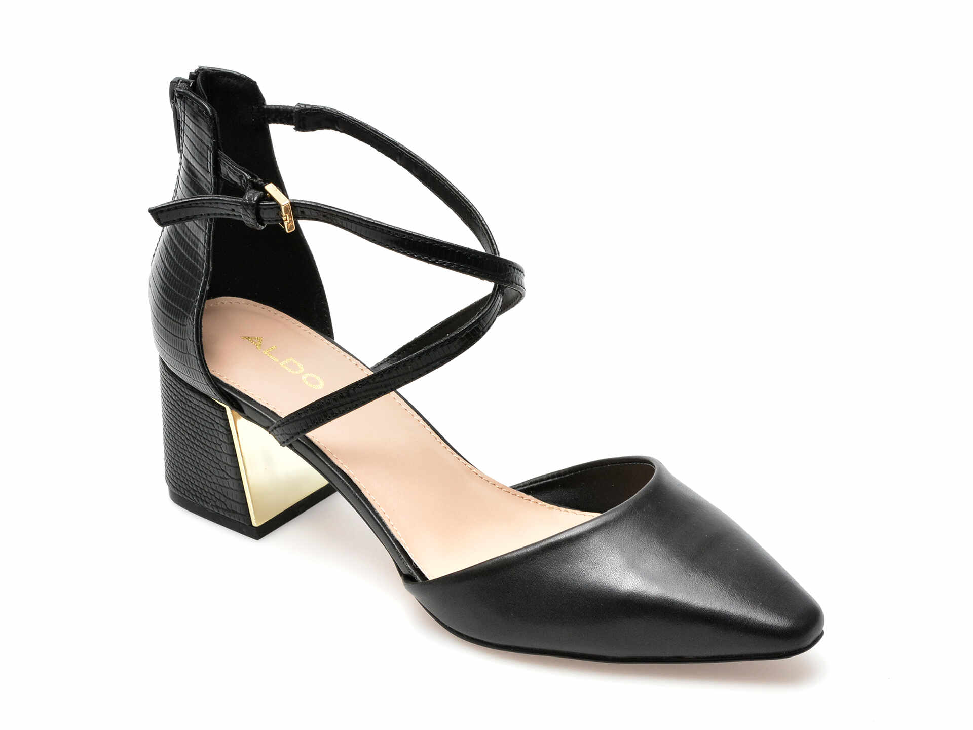 Pantofi ALDO negri, GRARWEN001, din piele naturala si piele ecologica