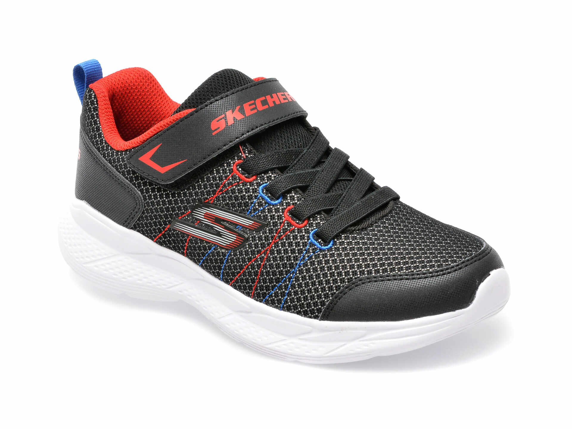 Pantofi sport SKECHERS negri, SNAP SPRINTS 2.0, din material textil si piele ecologica