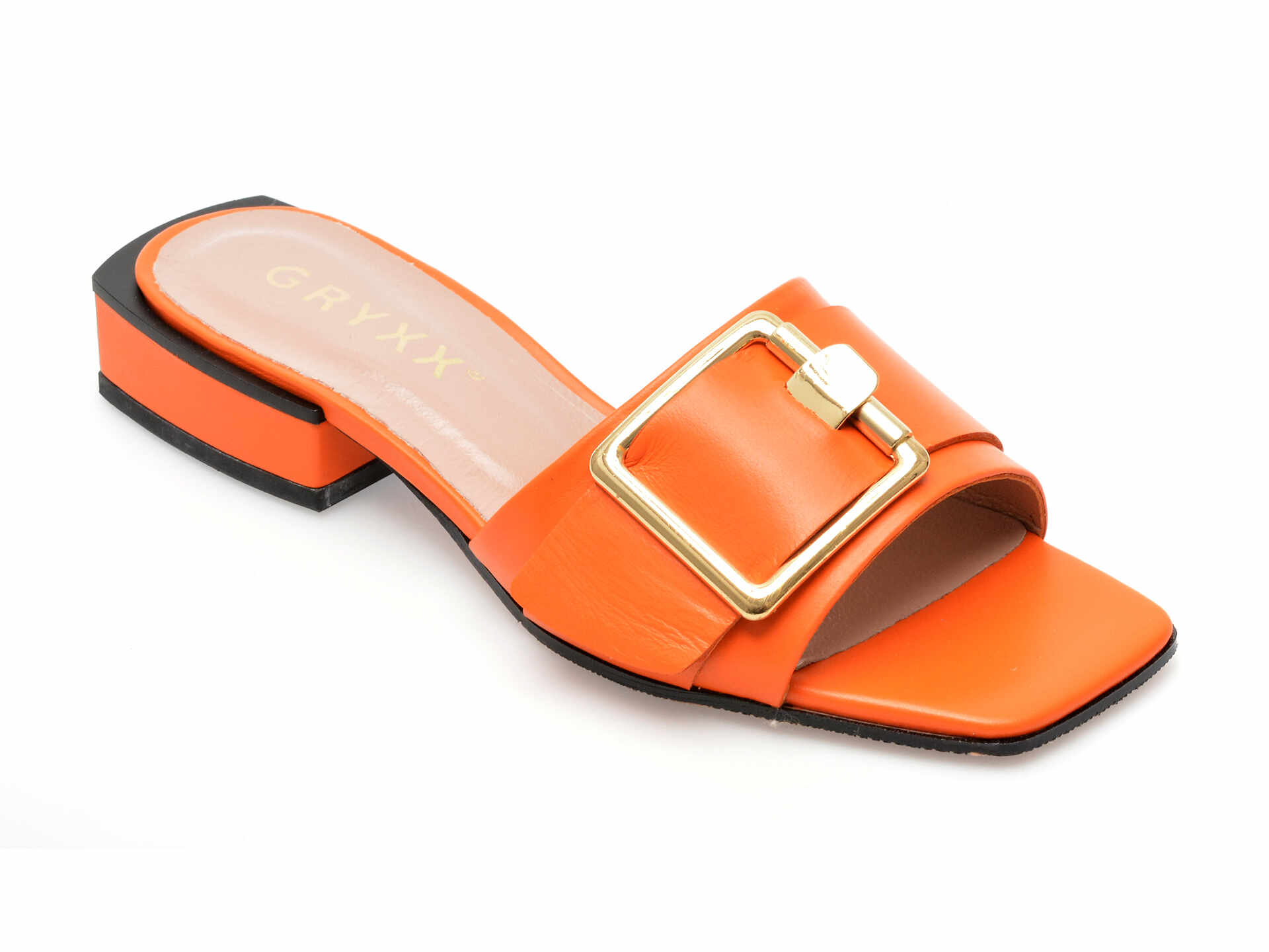 Papuci GRYXX portocalii, 924, din piele naturala