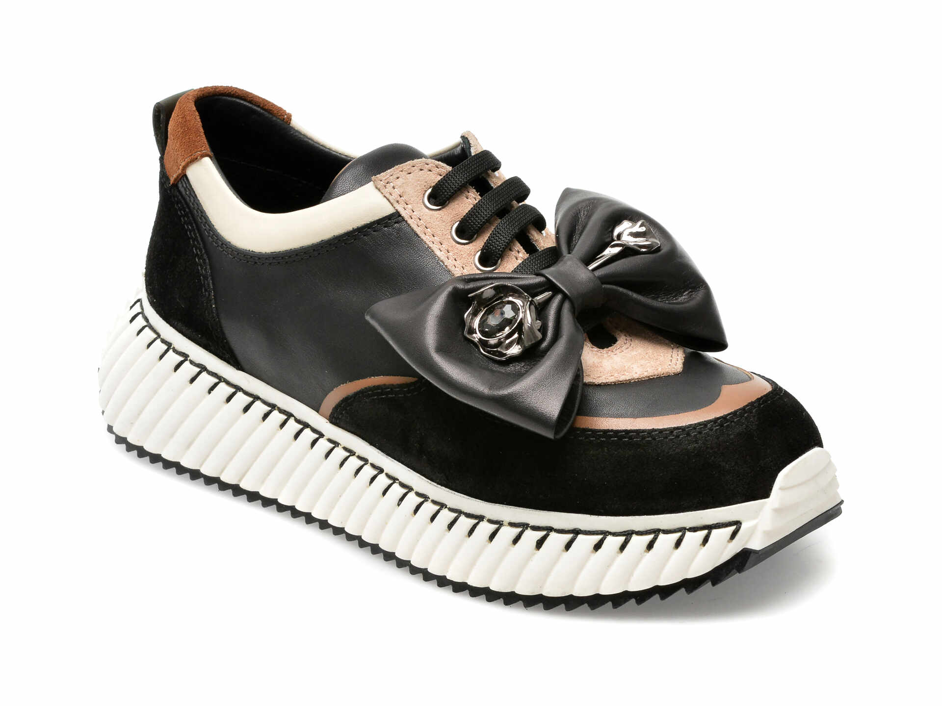 Pantofi EPICA negri, 263505, din piele naturala