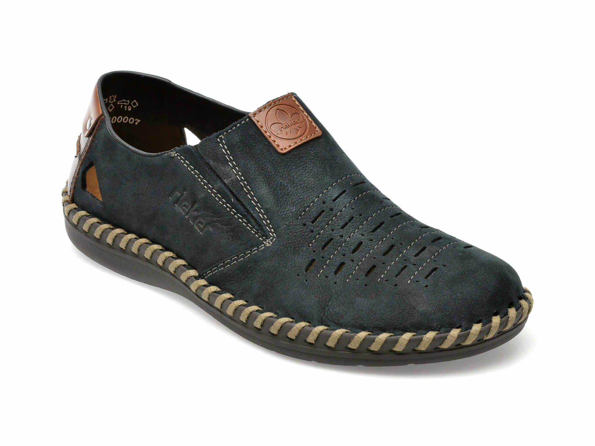 Pantofi RIEKER bleumarin, B2457, din piele naturala