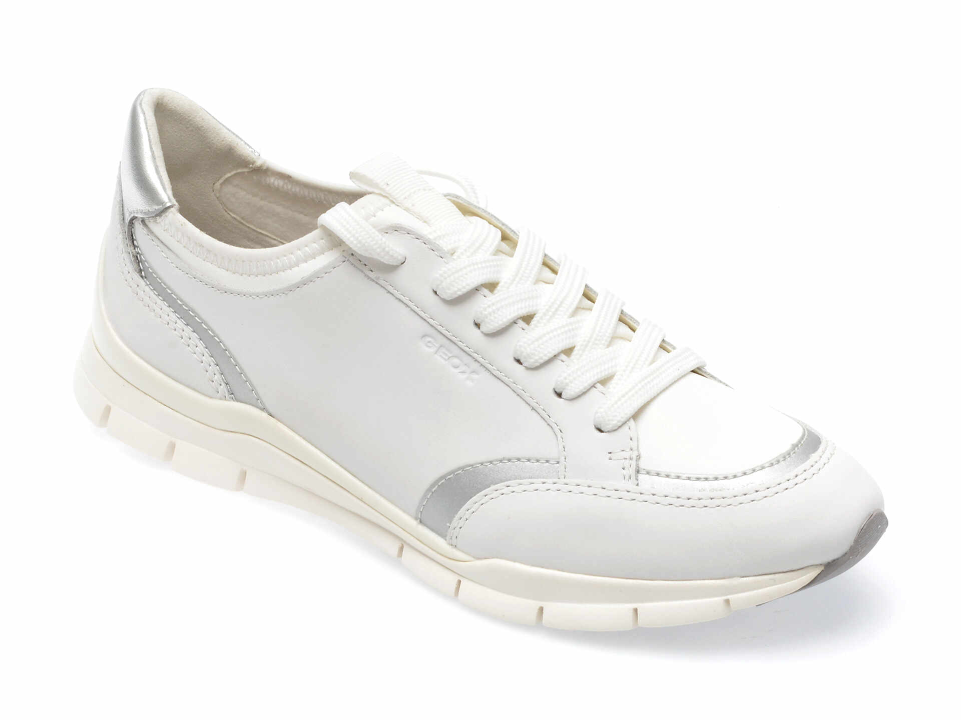 Pantofi GEOX albi, D35F2B, din piele ecologica