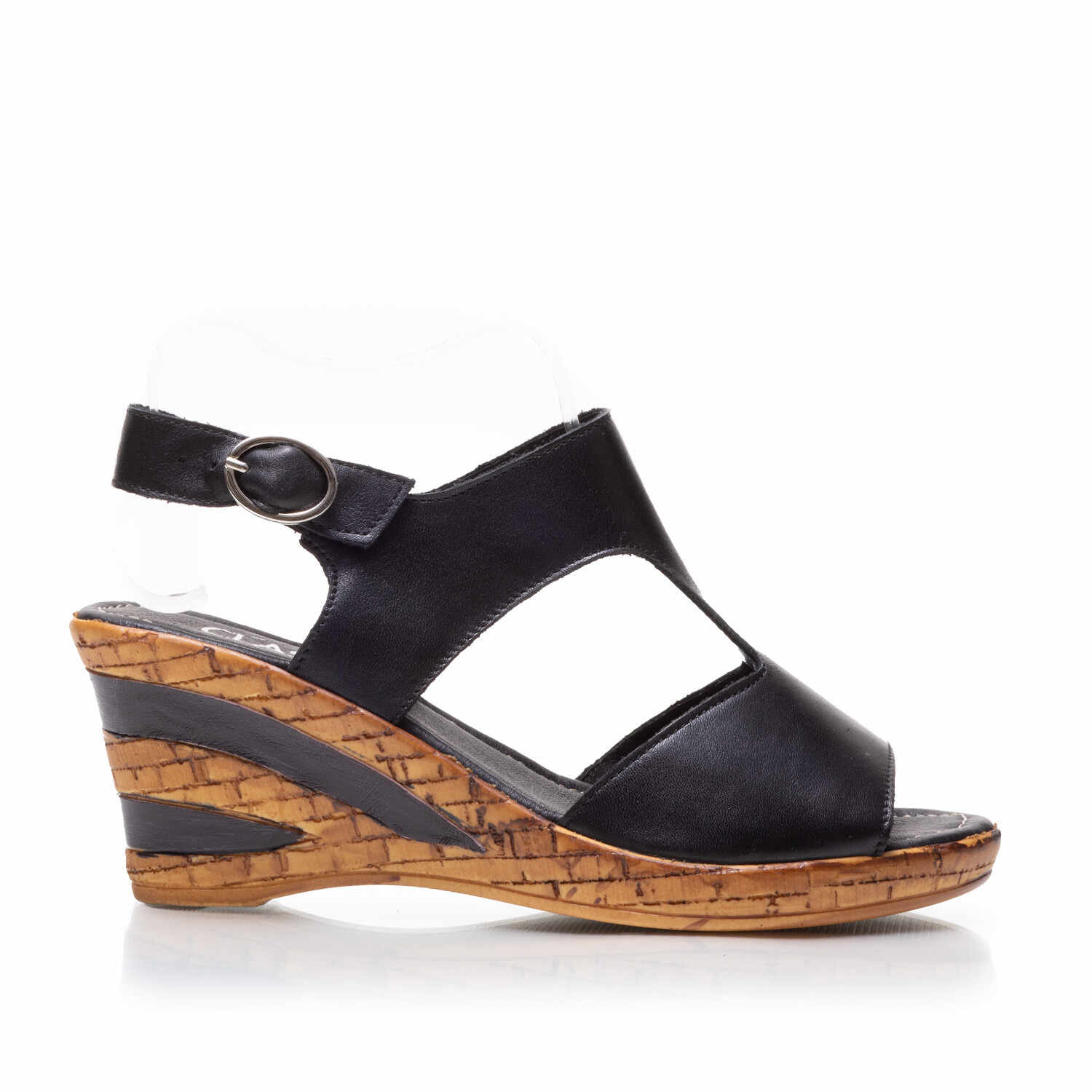 Sandale cu platformă damă din piele naturală, Leofex – 482-1 Negru Box