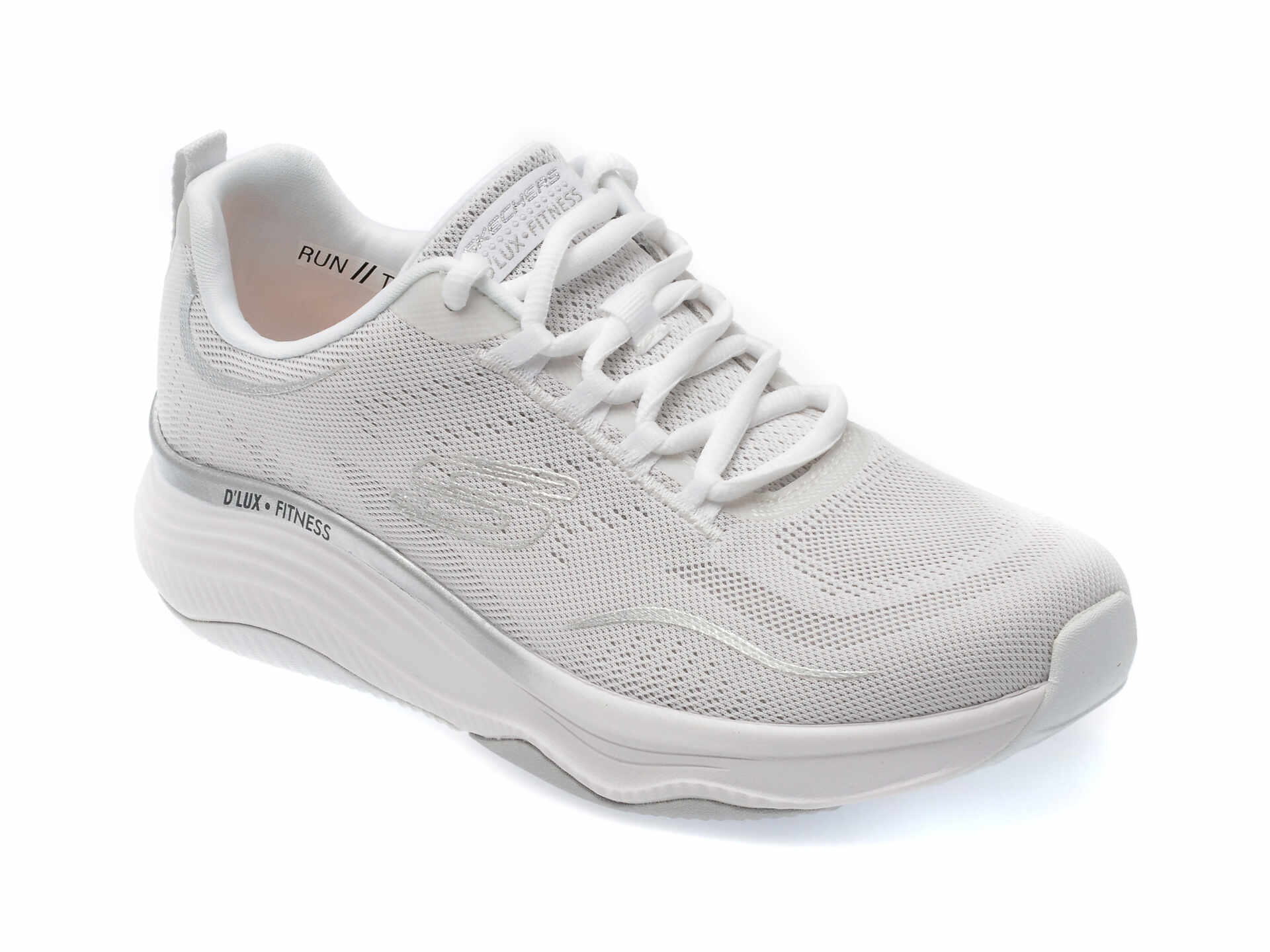 Pantofi SKECHERS albi, D LUX FITNESS, din material textil
