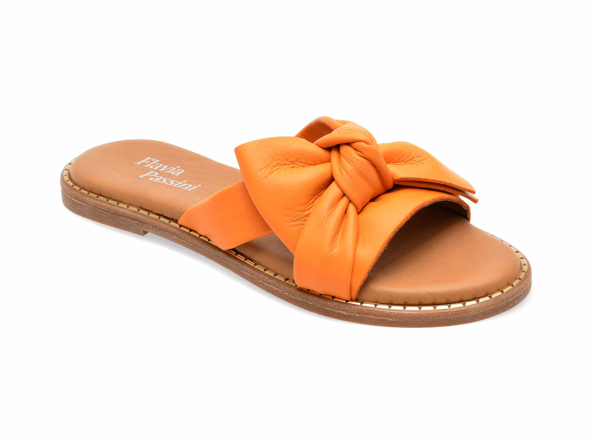 Papuci FLAVIA PASSINI portocalii, 210011, din piele naturala