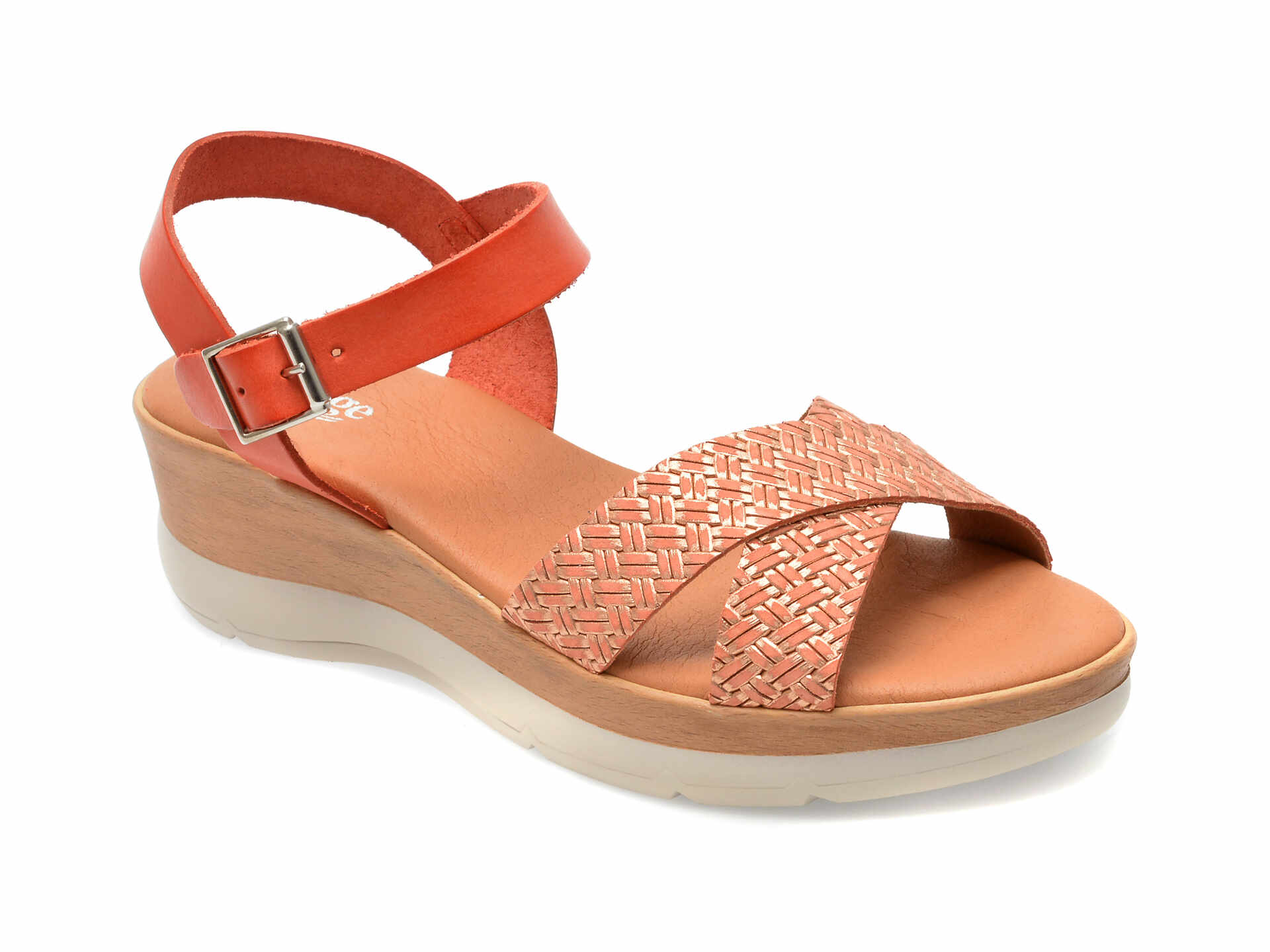 Sandale IMAGE portocalii, JANET, din piele naturala