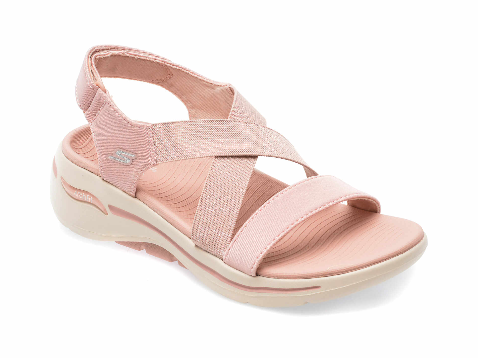 Sandale SKECHERS roz, GO WALK ARCH FIT SANDAL, din material textil