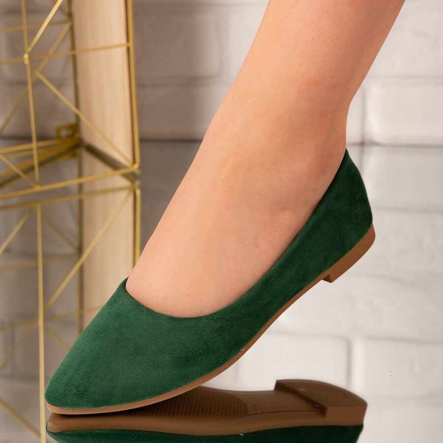 Pantofi dama casual din piele ecologica Verzi Dora Marimea 36