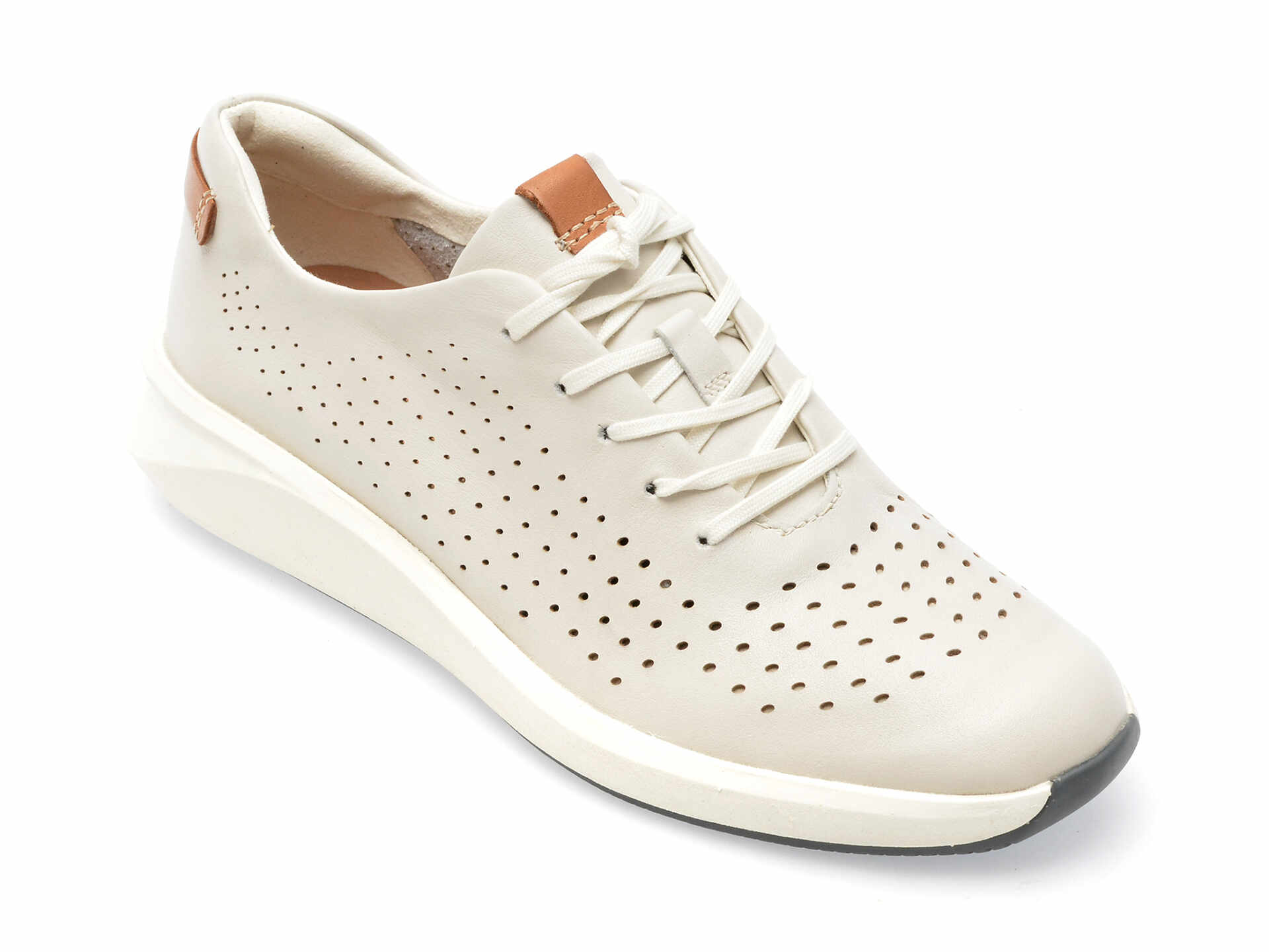 Pantofi CLARKS albi, UN RIO TIE 13-N, din piele naturala