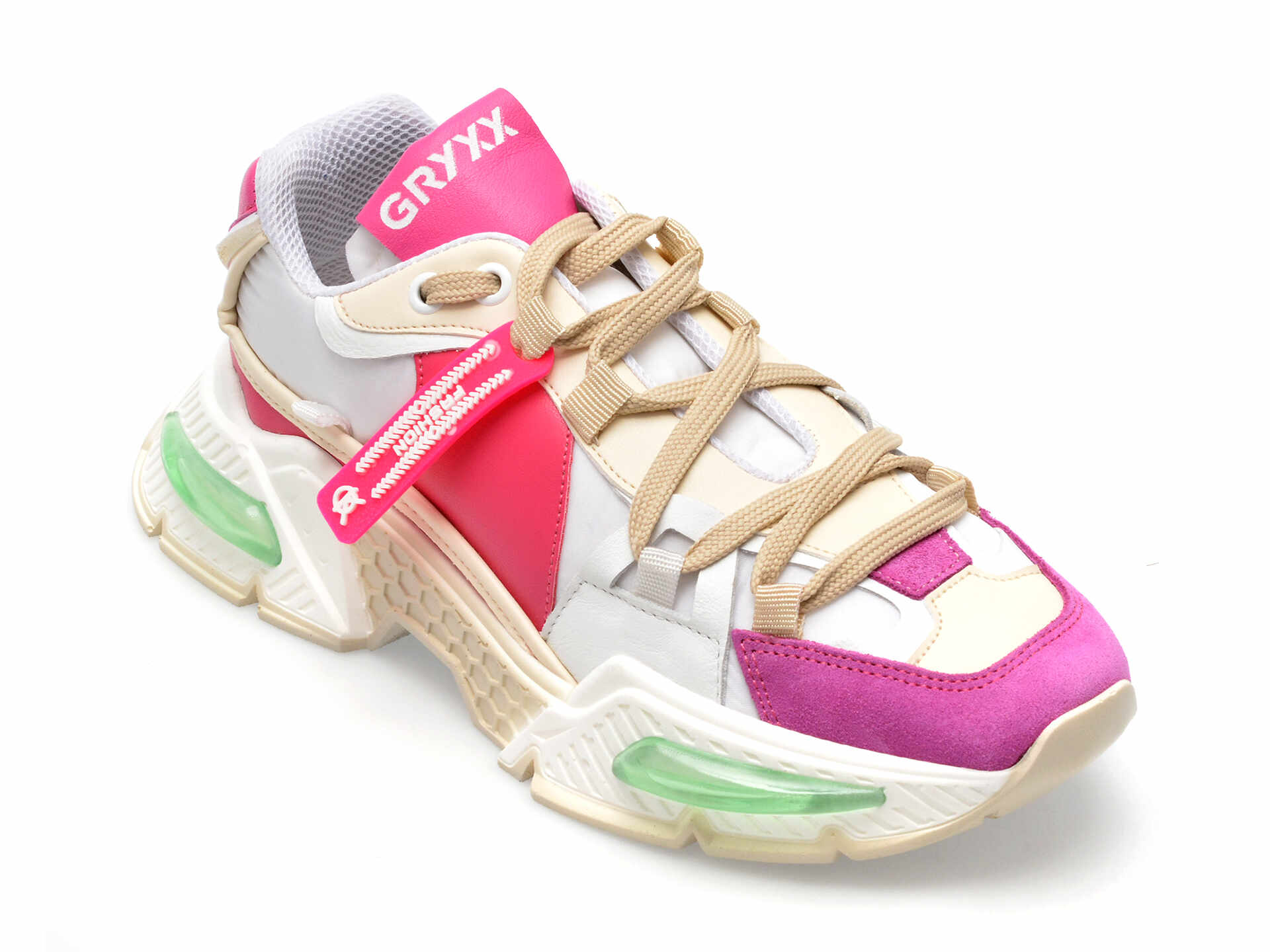 Pantofi GRYXX fucsia, 31, din piele ecologica si material textil