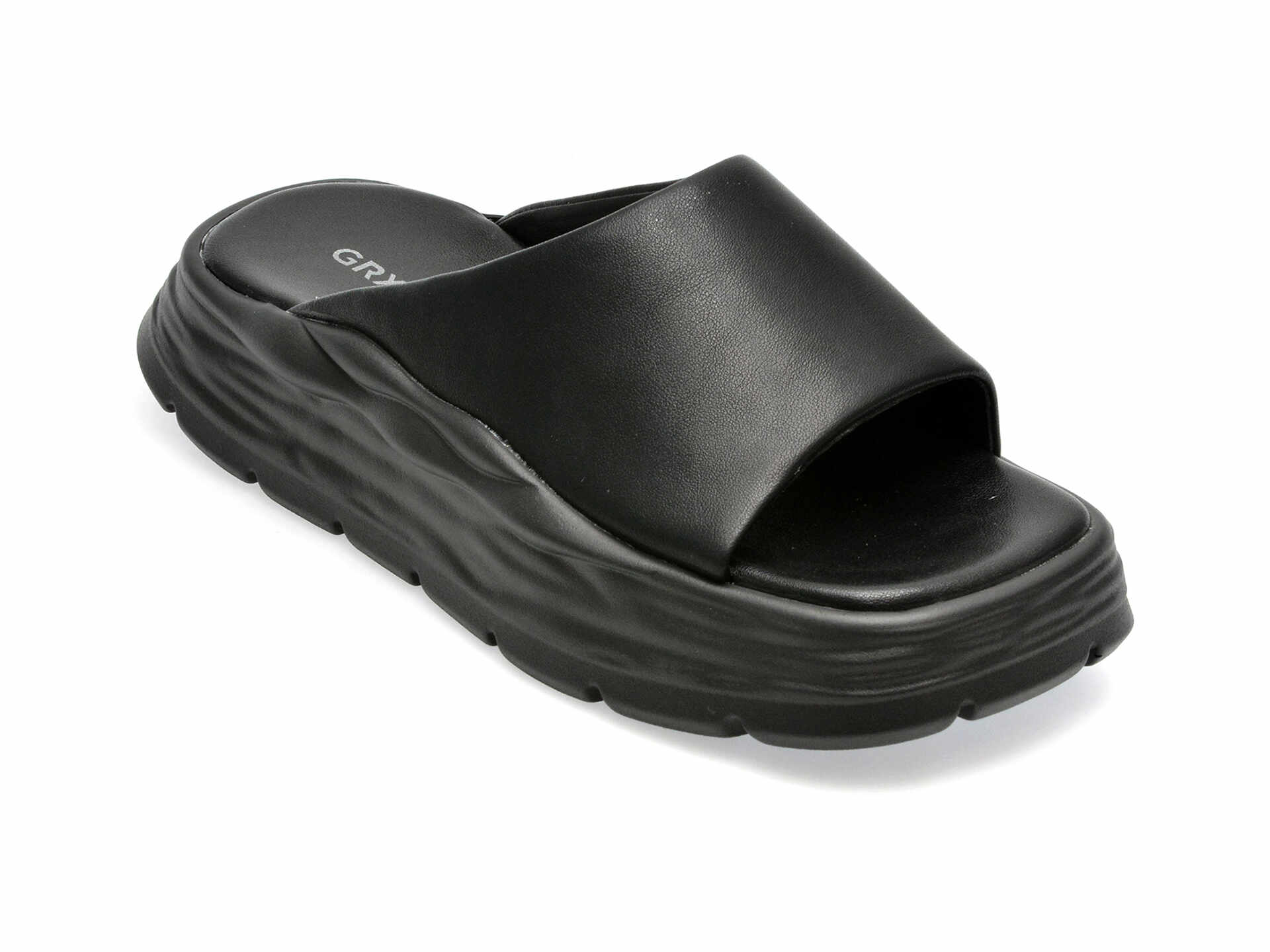 Papuci GRYXX negri, C1629, din piele naturala