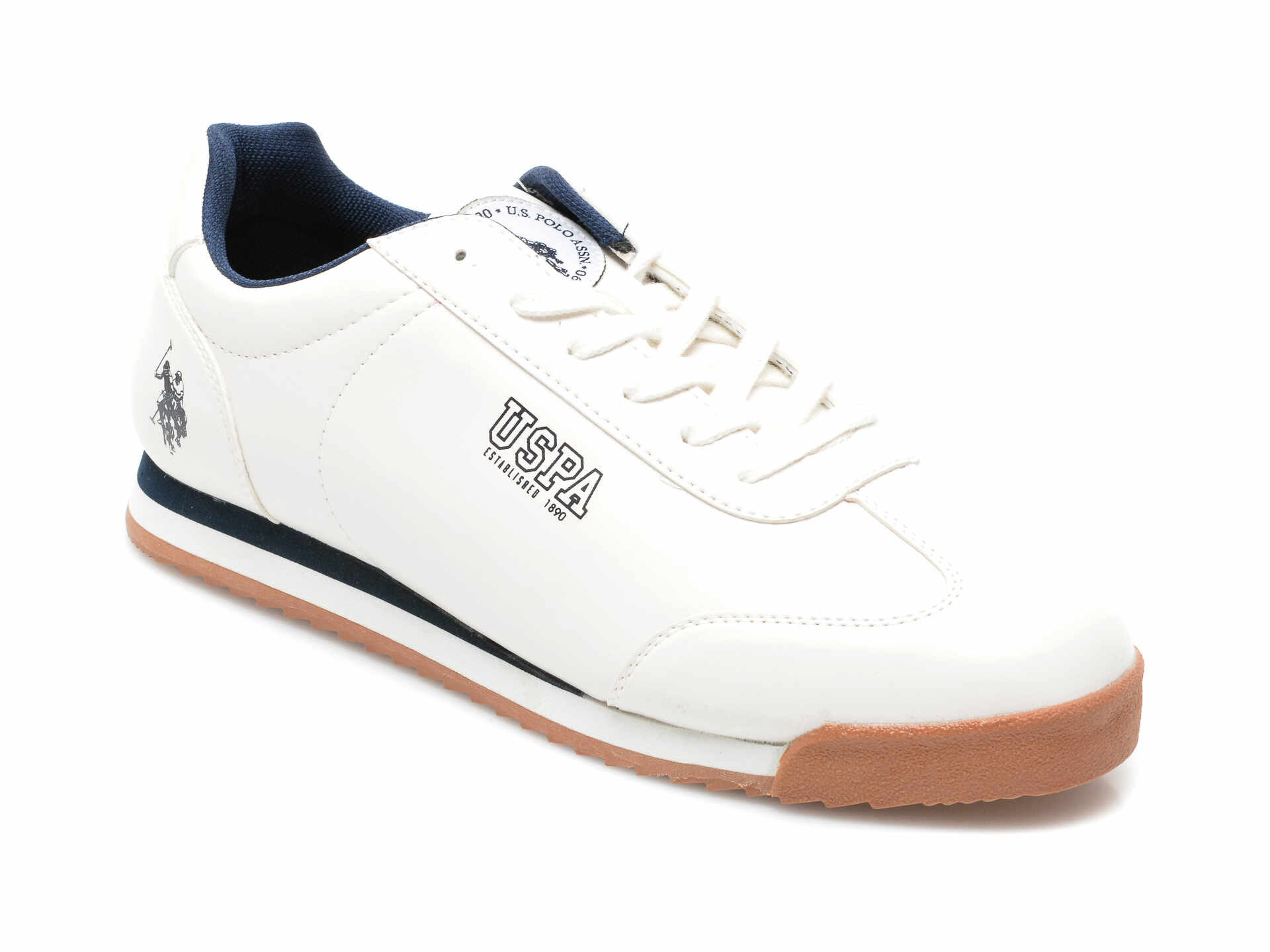 Pantofi sport US POLO ASSN albi, DEEP, din piele ecologica