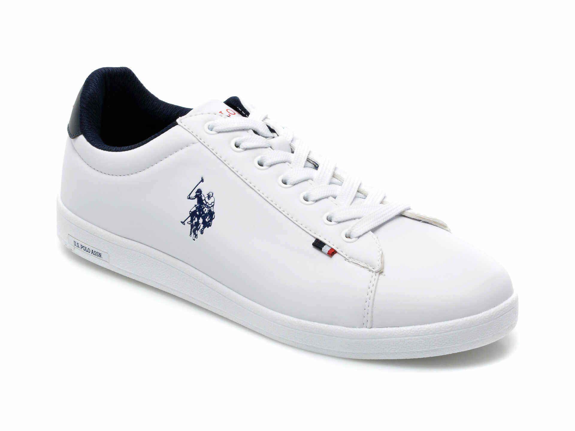 Pantofi sport US POLO ASSN albi, FRANCO, din piele ecologica