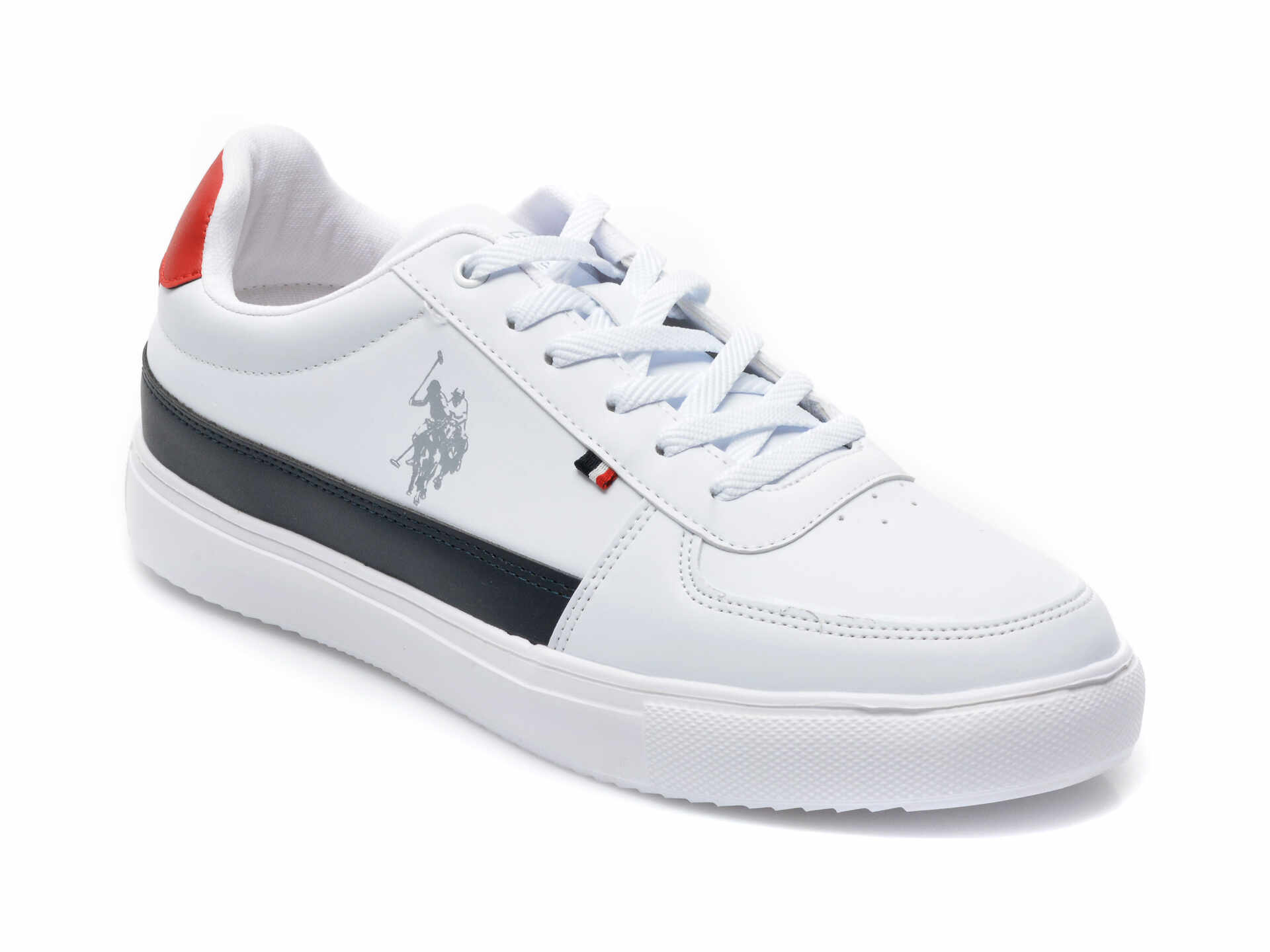 Pantofi sport US POLO ASSN albi, NEDVED, din piele ecologica