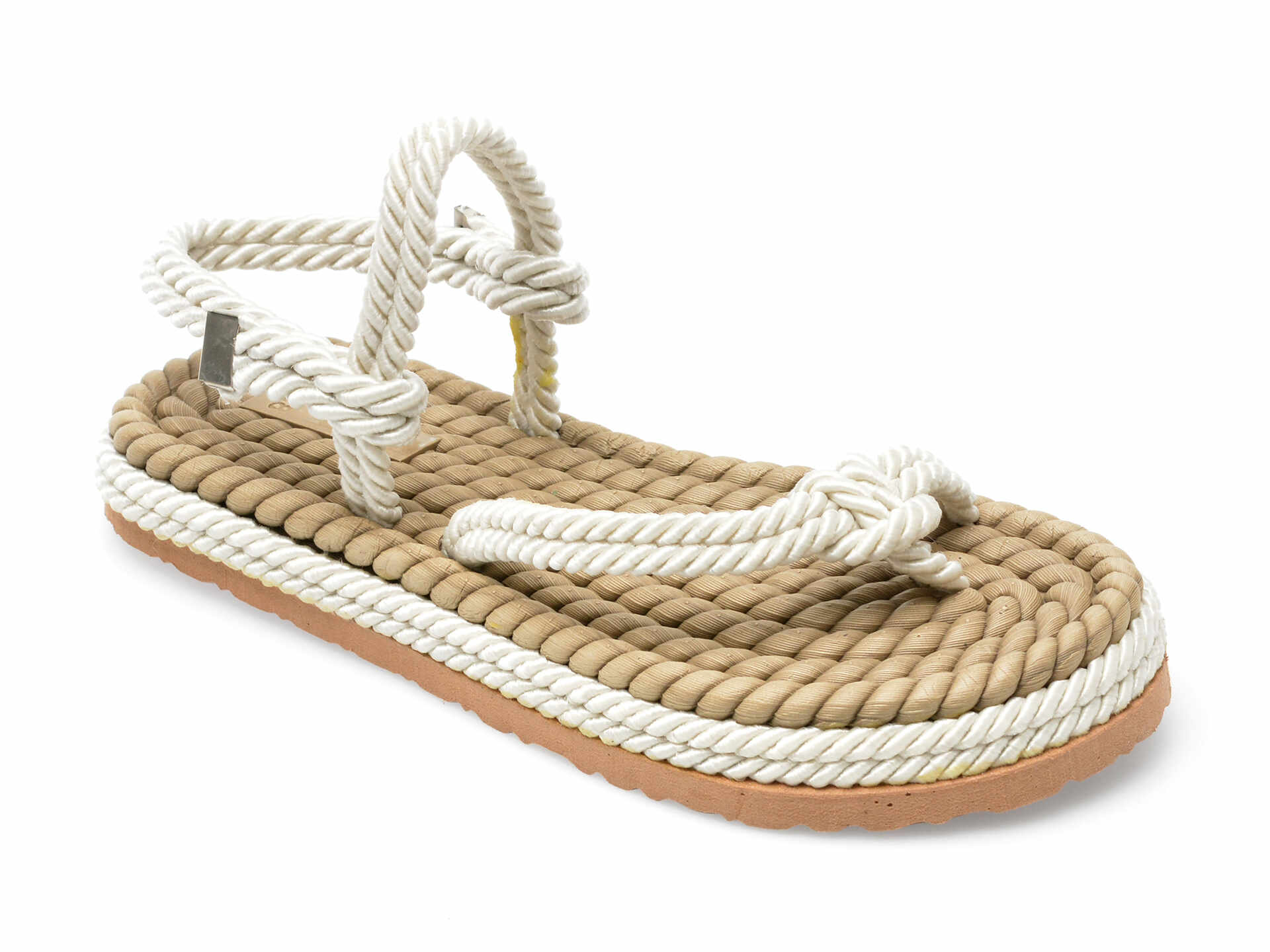 Sandale IMAGE albe, 2020, din material textil
