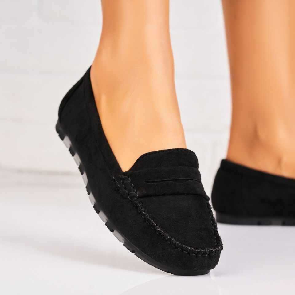 Pantofi dama casual Negri din Piele Ecologica Intoarsa Insiyah